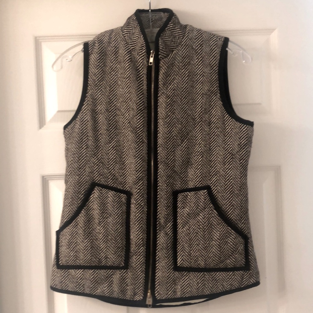 Black and White Herringbone Vest